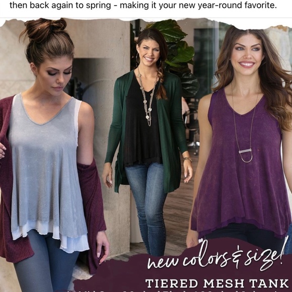 Grace & Lace Fushia Tiered Mesh Tank Size Large - Picture 4 of 4